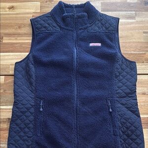 Vineyard Vines Navy Quilted Fleece Vest